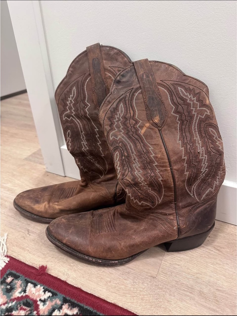 J.B. Dillon Tan Leather Cowboy Boots Interior Label View